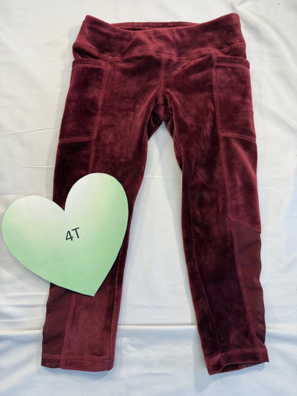 Jill Yoga - Cozy Kids Velvet/Velour Leggings in Rich Burgundy